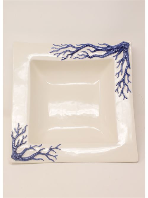 piatto da portata con coralli L'Oasi ceramiche | COPPAQUADRATABLU